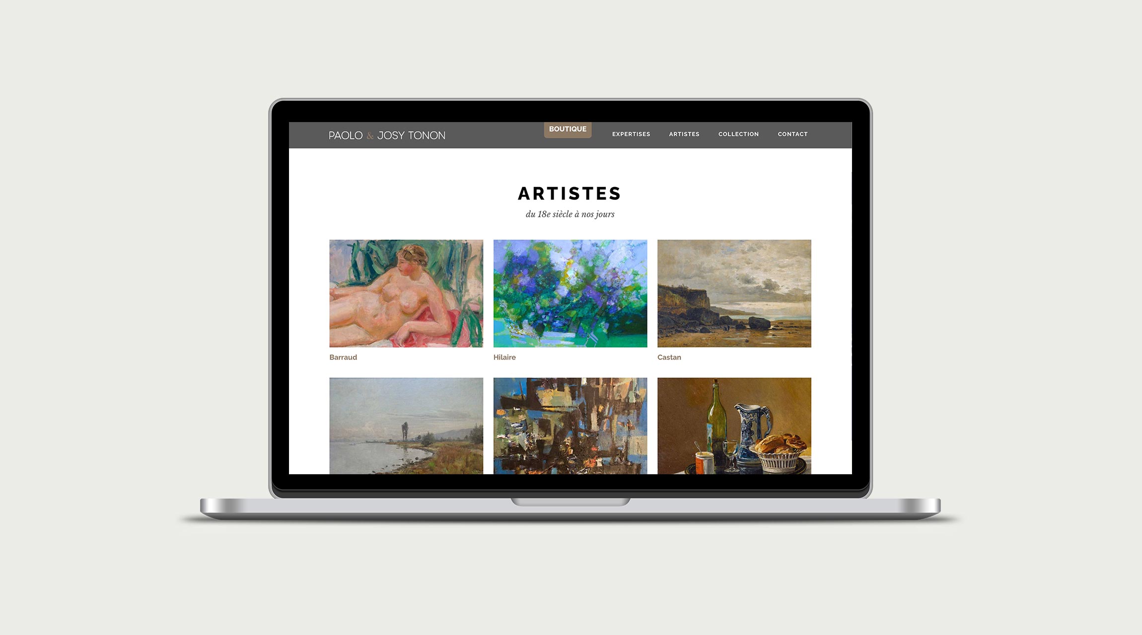 Site Internet pour la galerie Tonon